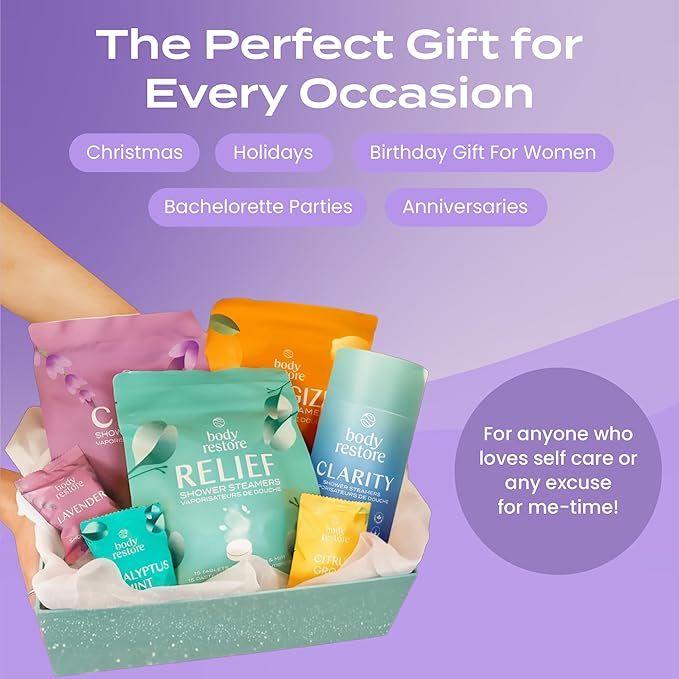 Calm: Body Restore Shower Steamers Aromatherapy 15 Pack - Christmas Stocking Stuffers, Birthday Gifts for Women, White Elephant, Relaxation, Self Care for Men - Lavender