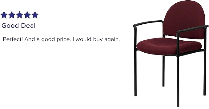 Flash Furniture Tiffany Comfort Burgundy Fabric Stackable Steel Side Reception Chair with Arms