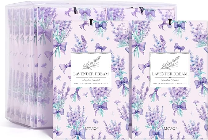 MYARO 20 Packs Fresh Lavender Sachets, Air Freshener for Drawer and Closet, Long-Lasting Sachets Bags Drawer deodorizers Fresh Scents, Home Fragrance for Lover