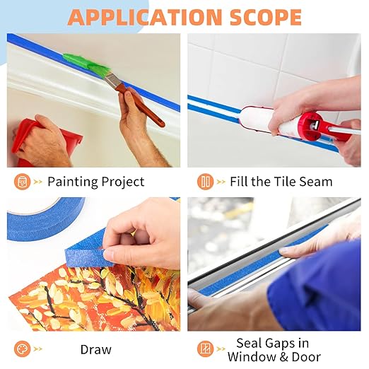 KICNIC Painters Tape 60 Yards, Blue Tape, Removable Masking Tape for Painting, Classroom, Wall, Art Supplies (1 Roll, 0.7in x 60yd)