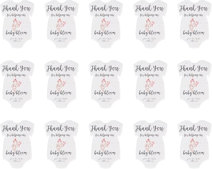 Plantable Onesie Seed Paper – 15 Pink Baby Shower Favors for Guests with Wildflower Seeds, Baby Shower Gifts for Guest