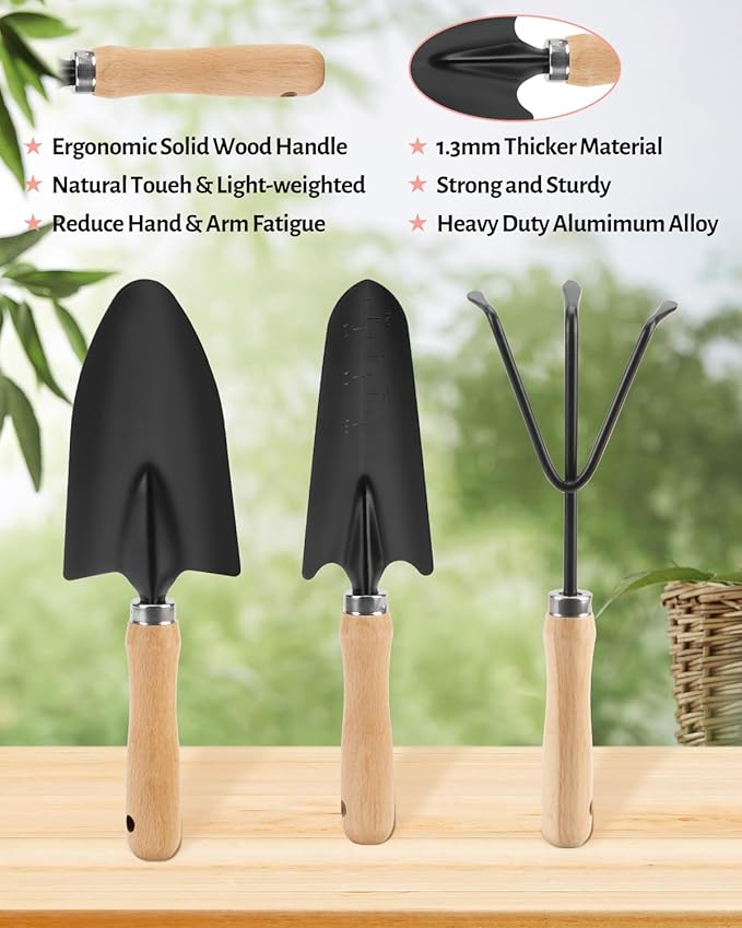 Pink Gardening Tools, Garden Tool Set for Women,5 Piece Womens Gardening Kit with Floral Garden Bag,Gifts for Wife (5-Piece Pink)