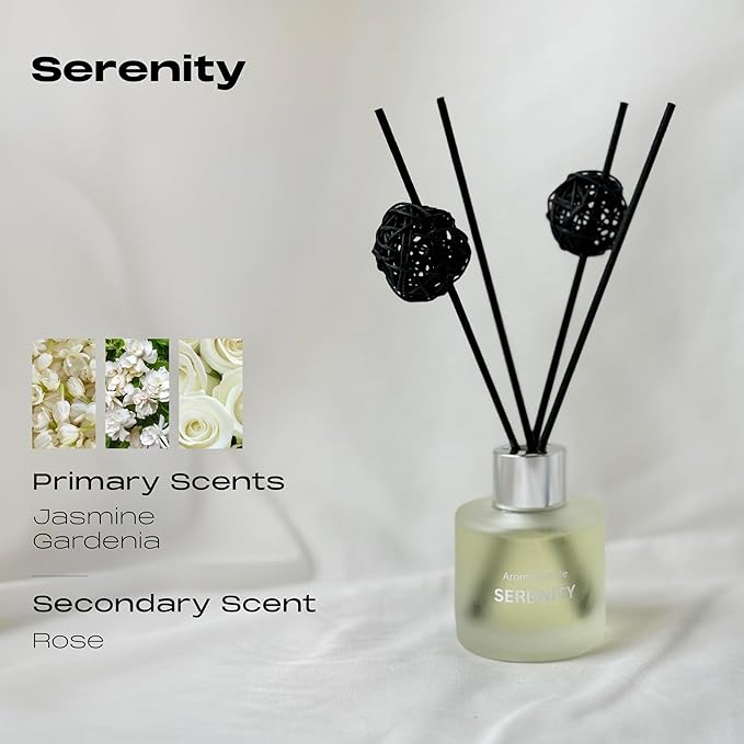 Reed Diffuser Set of 3, Eucalyptus Jasmine Lemongrass Aromatherapy Fragrance Oil | 12 Black Reed Sticks and 6 Rattan Balls, 3 x 50ML | Home, Office, Bathroom, Bedroom Essentials | AromaSphere