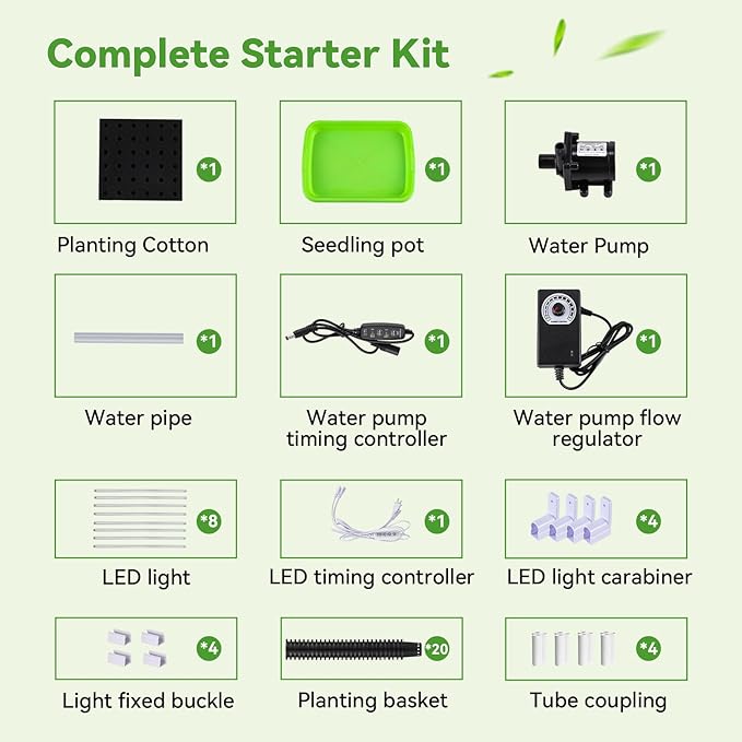 BAOSHISHAN Hydroponics Tower with Foldable Led Light, 20pods Vertical Hydroponic Garden Tower, Auto Water Circulate Hydroponics Growing System for Herb, Vegetable, Fruit(5 Layer)