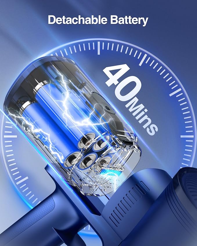 Natrogix Cordless Vacuum Cleaner, 35Kpa Vacuum Cleaners for Home, Lightweight Household Stick Vacuum Cleaner, LED Display, Rechargeable, Handheld Vacuum for Pet Hair Carpet Hardwood Floor, AS2208