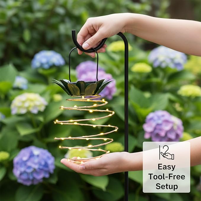 2 Pack Waterproof Solar Lanterns Outdoor, 60LED Hanging Lights with Pineapple Pattern, Solar Garden Lights Outdoor for Patio Yard Decor, Gift for Grandma Gardeners Women