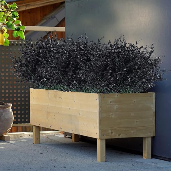 RECUTMS 12 Bundles Artificial Flowers Outdoor UV Resistant Outdoors Fake Plants Faux Plastic Flower in Bulk for Hanging Planters Outside Porch Vase Home Window Decoration(Black)