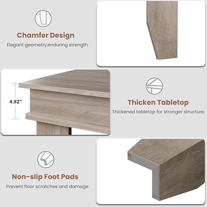 GarveeHome Farmhouse Dining Table for 6-8 People, 71" Long Gray Kitchen Tables with Wooden Sturdy Frame, 6 Ft Large Rectangular Dinner Table for Living Room, Kitchen, Dining Room