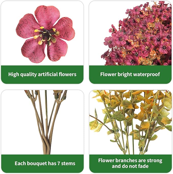 Artificial Mums for Outdoors Garden Home Fall Decor uv Resistant Outdoor Faux Plants Indoor Plastic Fake Plants Greenery Boxwood Porch Patio Fake Mums Flowers 12 Bundles Yard Decorations