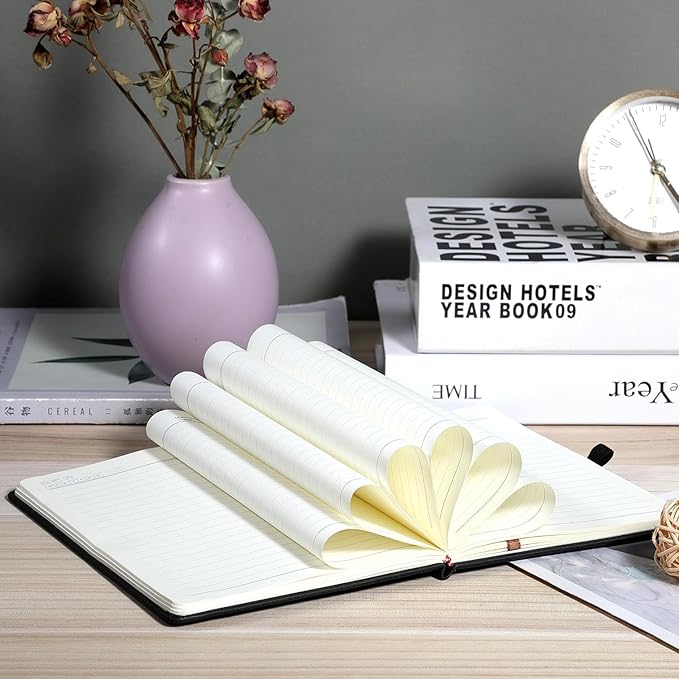 Nextnoid Hardcover Lined Journal Notebook - 120 GSM Thick Paper, Medium A5-256 Pages - Perfect For Writing, Journaling and Note-Taking (Black, Ruled)