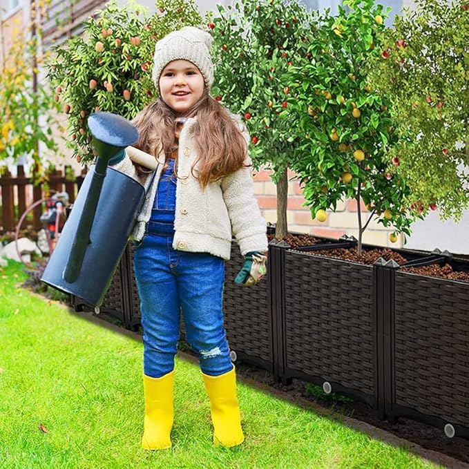 Large Planters for Outdoor Plants Raised Garden Bed Elevated Rectangular Garden Box Kits for Gardening, Vegetables, Flowers and Herbs in Backyard Patio Balcony