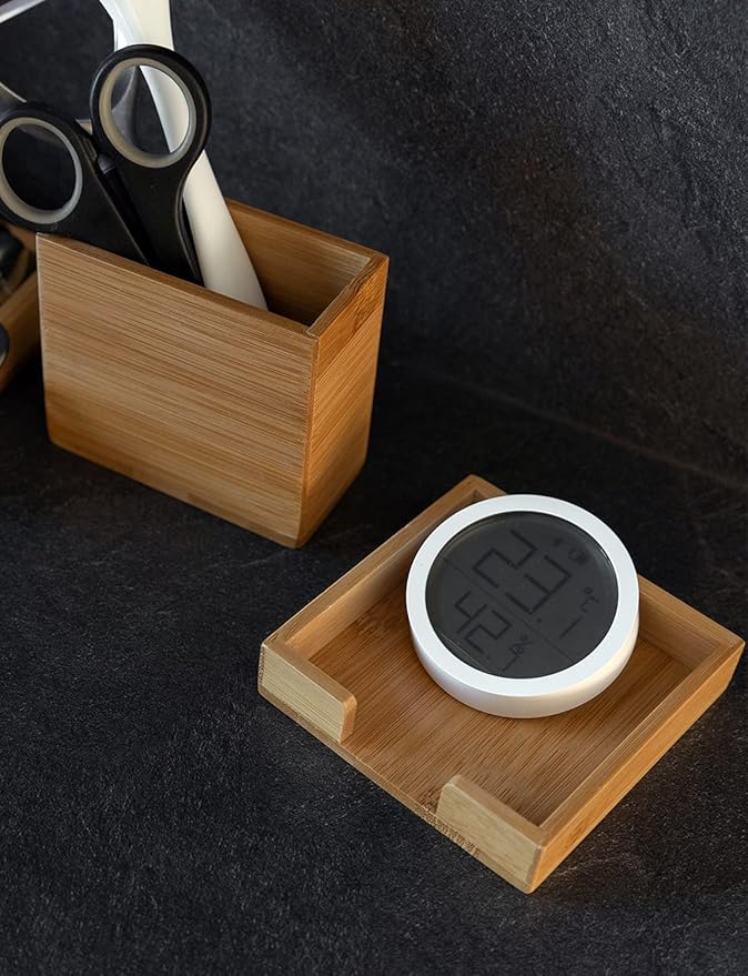 Bamboo Vanity Tray, 6-Piece Bathroom Countertop Vanity Tray Set, Makeup Kitchen Desk Organizer and Storage - Holds Small Items