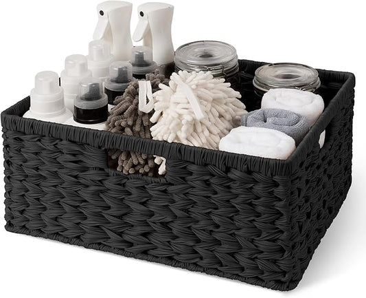 GRANNY SAYS Storage Basket for Organizing, Wicker Storage Basket for Shelf, Large Wicker Baskets for Organization, Decorative Baskets for Living Room and Entryway, 1-Pack