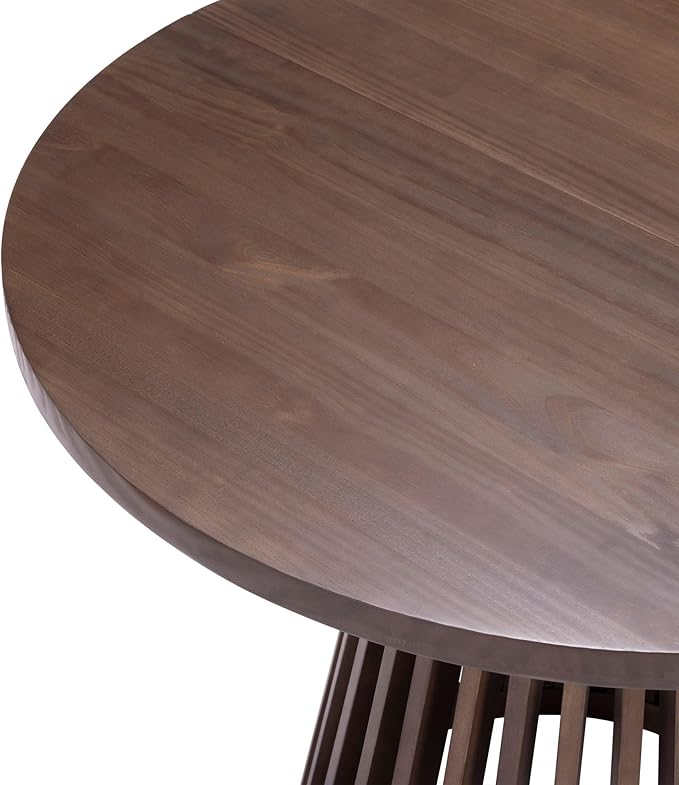 Plank+Beam Lido Round Dining Table, 38", Wooden, Pedestal, Minimalist Kitchen Table for 4 for Dining Room, Walnut