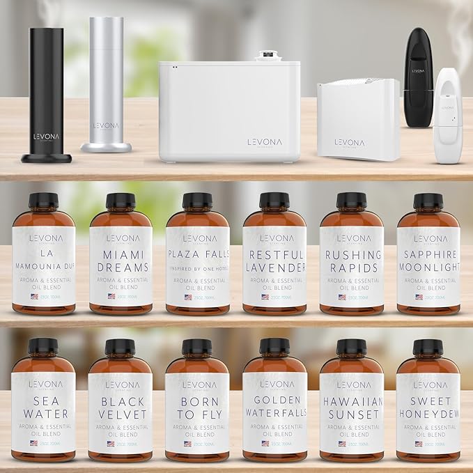 Levona Scent Essential Oils for Diffuser: Blissful Aura Diffuser Oil with Notes of Amber, Musk & Jasmine - Home Luxury Scents for Hotel - Fragrance Oil - 700 Ml Essential Oil