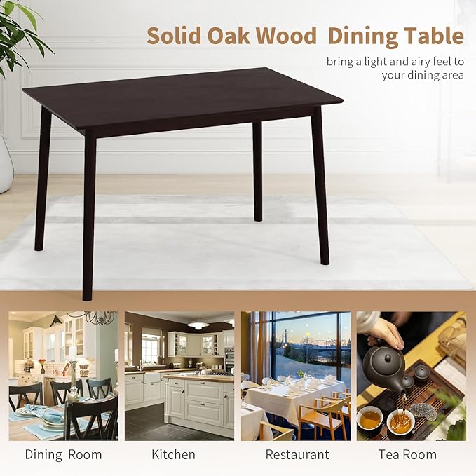 FDW 47 Inches Dining Table, Dining Room for 4 People, Small Rectangular Table for Kitchen, Quick Assembly, Small Spaces Modern Home Furniture Dinner Table, Espresso
