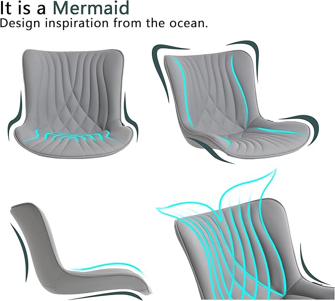 YOUTASTE Grey Dining Chairs Set of 2 Faux Leather Upholstered Kitchen Dining Room Chairs Mid Century Modern Metal Legs Chairs High Back for Kitchen Restaurant Living Room Bedrooms