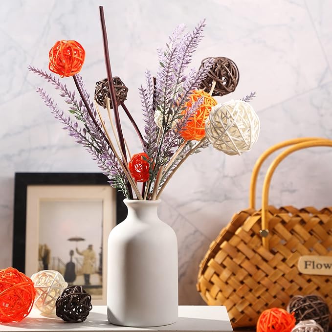 Patelai 36 Pcs Wicker Rattan Balls Decorative Balls for Vase Centerpiece Bowls Orbs Filler for Home Decor,4 Sizes(Bright Color)