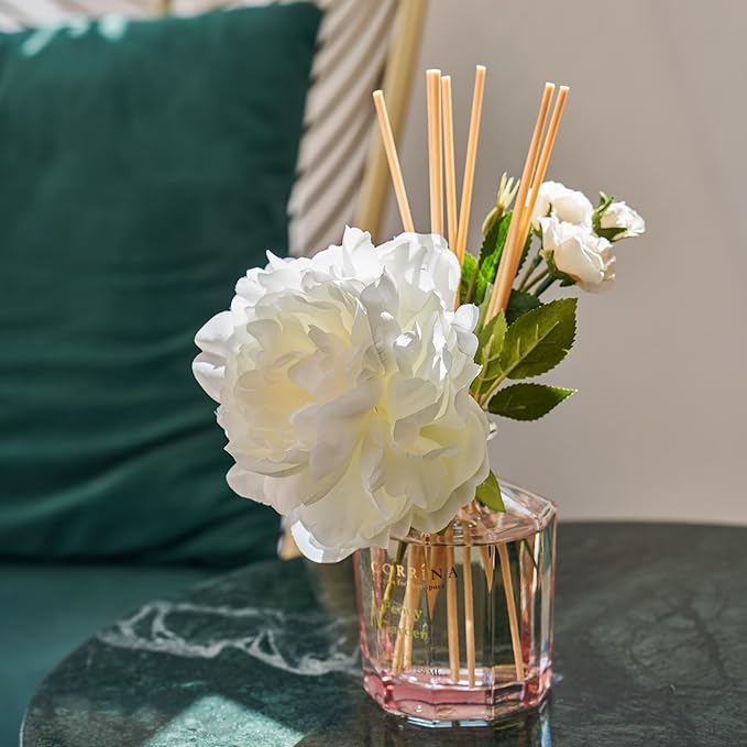 COCORRÍNA Reed Diffuser - Peony Garden 8.5oz Flower Reed Diffuser Set with 8 Sticks, Home Fragrance Reed Diffuser for Home Bedroom Office Bathroom Shelf Decor (Master Collection)