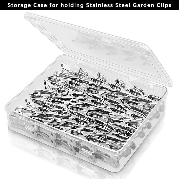 Aodaer 60 Pieces Stainless Steel Garden Clip with Strong Grip Heavy Duty Greenhouse Clips Anti-wind Garden Shed Film Shading Net Rod Clamps for Shade Cloth Plant Cover on Garden Hoops