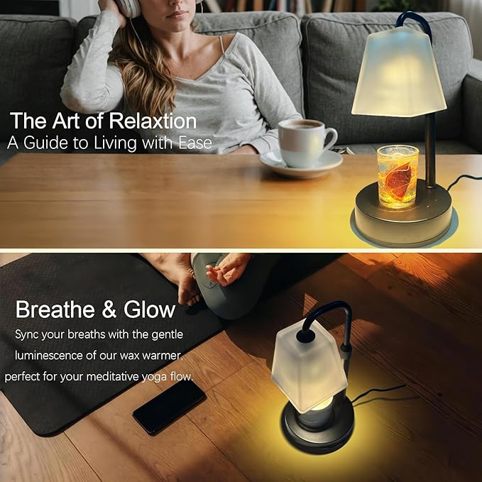 Candle Warmer Lamp with Timer Electric Wax Warmer for Scented Wax Melt Warmer Melter for Jar Candles Dimmable Adjustable Height Gifts for Women Mom House Warming Frossted Glass Black