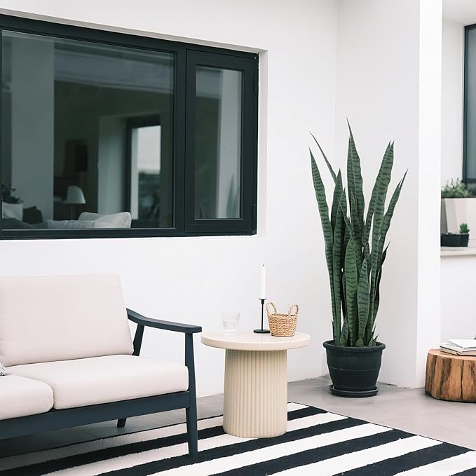 4ft Artificial Snake Plant, Fake Sansevieria snke Indoor, 36 Thick PE Leaves Lifelike Faux Snake Plants, Home Living Room Decor,Greenery for Office Decor,Grayish Green