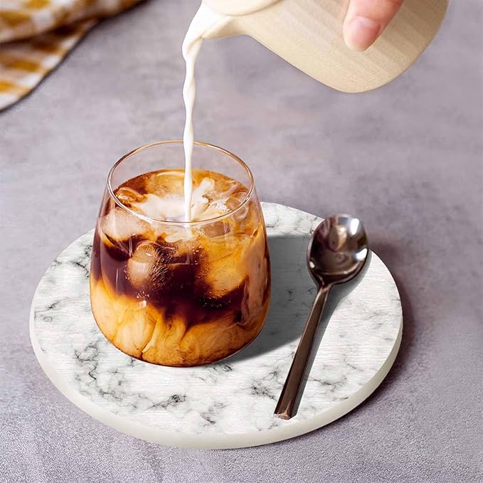 Marble Texture Design Cup Coasters for Table Elegant Gray Rock Stone Tile Fashion Granite Luxury Doodle Reusable Drink Coasters Set 2 Pcs Coffee Home Farmhouse Living Room Bar Decor