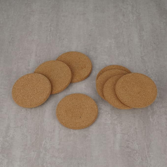8 Pcs Drink Coasters with Holder, Thicker Cork Coasters for Drinks Absorbent for Coffee Table Wooden Coaster Set Tabletop Protection Cup Mat Bar Kitchen Living Room House Home Decor Housewarming Gift
