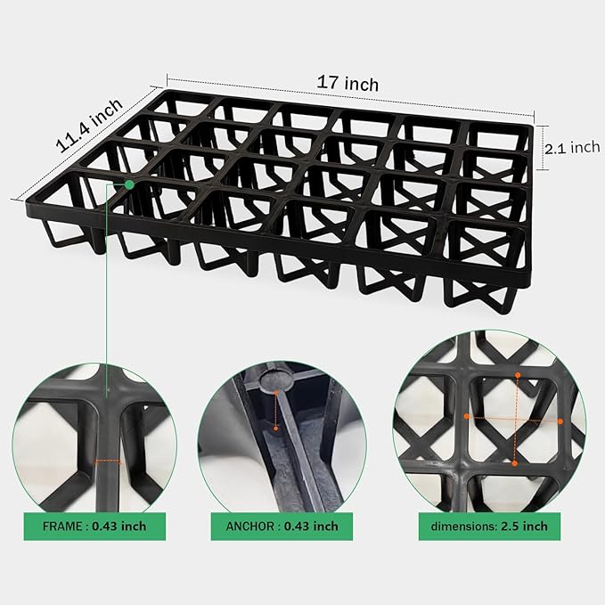 Square Nursery Pot Tray with 24 Cells, 5 Pack Plant Trays for Pots, Flower Pot Moving Tray, Plastic Planting Tray for Carrying Small Plant Pots(120 Cells in Total