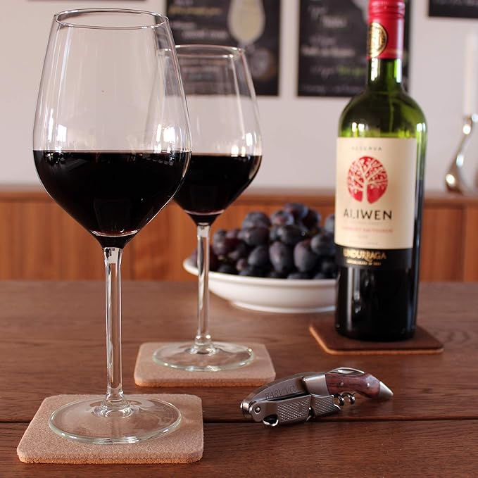 Barvivo Coasters for Drinks Absorbent- 8 Pcs Square Coasters for Coffee Table - Double Sided Felt & Cork Drink Coasters for Tabletop Protection - Suitable for Drinks, Coffee & All Table Types - Brown