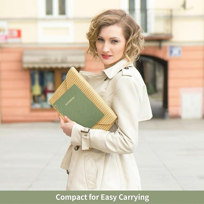 Lined Spiral Notebook College Ruled A5 Journal Book for Note Taking, 160 Pages Writing Journal for Office and Home School Supplies 5.75x8.125 inch - ArmyGreen