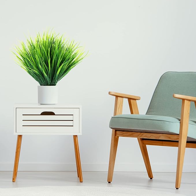 Ysleen 40 Bundles Artificial Grasses Outdoor UV Resistant Fake Plants No Fade Faux Grass Plastic Wheat Grass Greenery Shrubs Garden Porch Window Box Decorating Craft