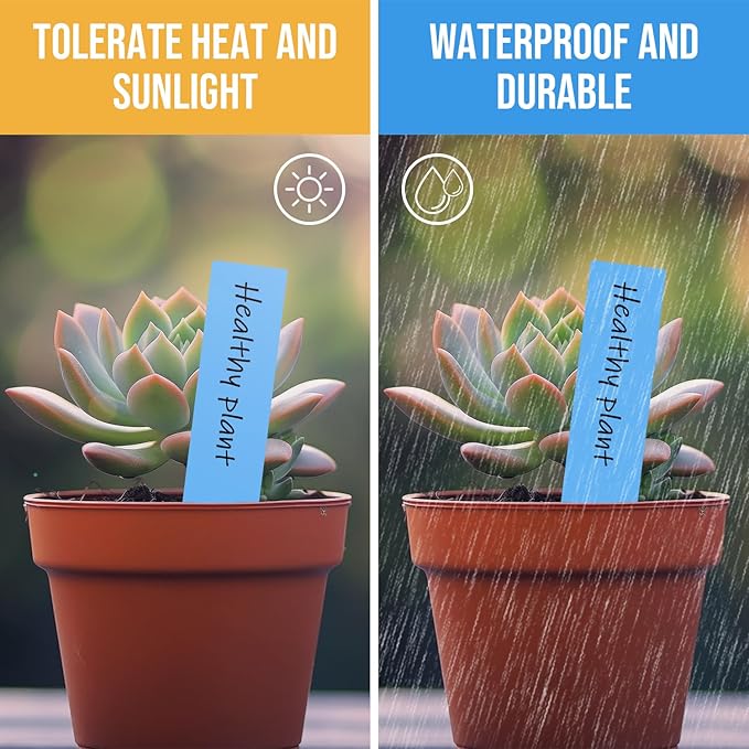 Plant Labels 1000 Pcs Yuanling for Seeding Plastic Waterproof Plant Name Tags Garden Labels Marker Garden Pots Stakes for Outdoor Potted Plants Belt Permanent Marking Pen(5 Colors)