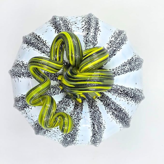 Luke Adams Glass Handmade Glass Pumpkins Handmade Table Top Home Decor (Squat, Birch)