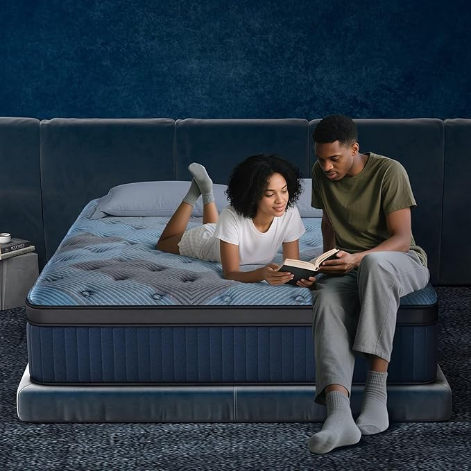 14 Inch King Size Mattress in a Box, Medium Firm Hybrid with Lumbar Foam and Zoned Pocket Springs for Pressure Relief and Edge Support