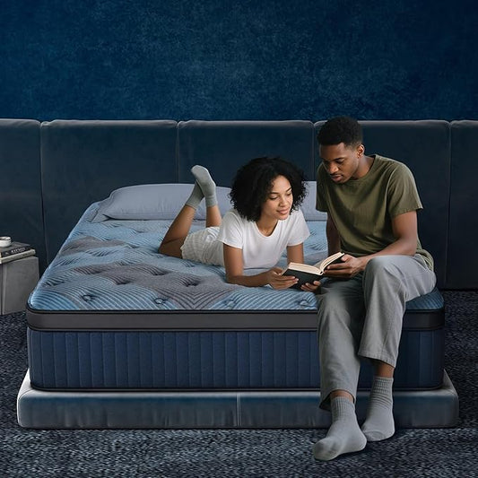 14 Inch Queen Size Mattress in a Box, Medium Firm Hybrid with Lumbar Foam and Zoned Pocket Springs for Pressure Relief and Edge Support