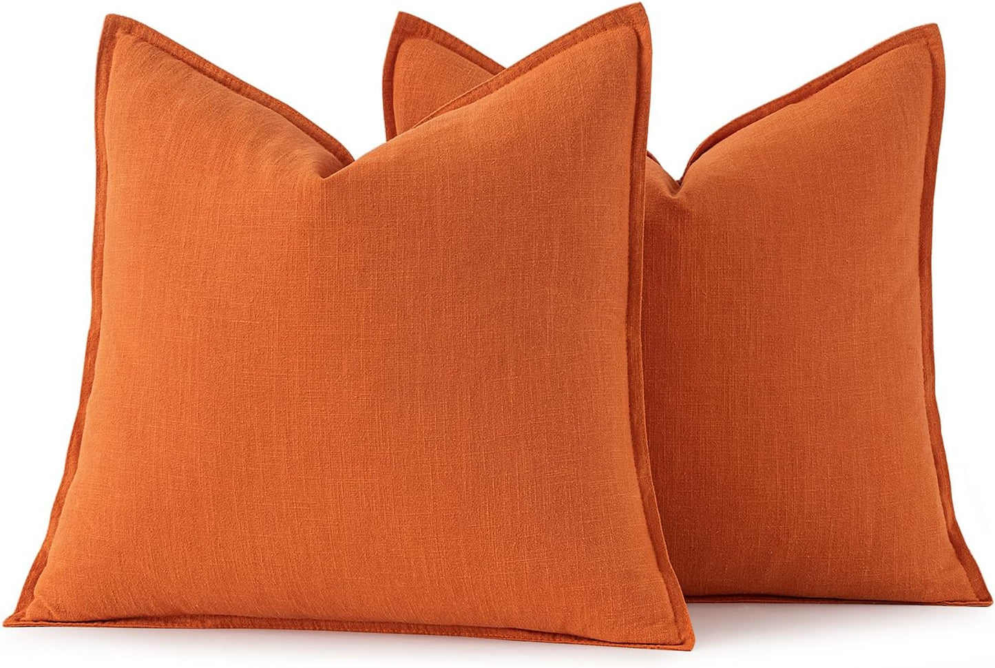 MIULEE Fall Decorative Linen Pillow Covers 18x18 Inch Orange Boho Farmhouse Neutral Couch Throw Pillows for Bed Pack of 2 Accent Modern Pillowcase Summer Sofa Livingroom Home Decor
