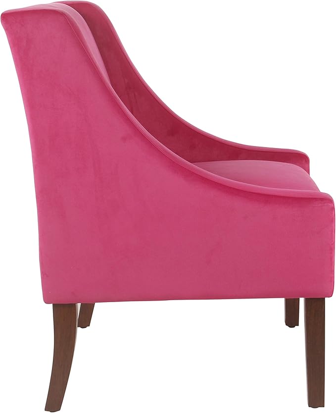 Homepop Home Decor | Upholstered Classic Swoop Arm Accent Chair | Accent Chairs for Living Room & Bedroom | Decorative Home Furniture, Pink
