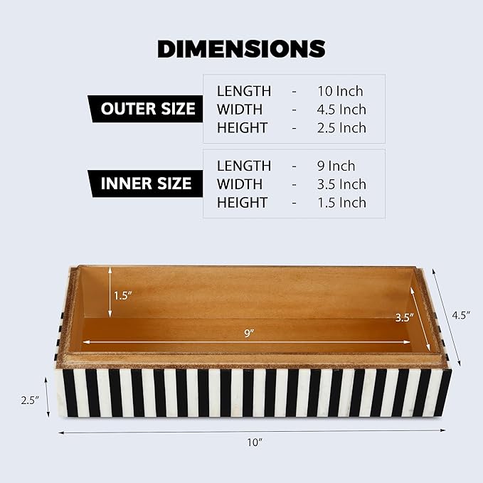 Handicrafts Home Handmade Mono Collection Decorative Jewelry Box Organizer – Keepsakes, Trinkets, and Home Decor – Antique Coffee Table Storage, Memory Box, Farmhouse Style Decor Lead, 10x4.5x2.5