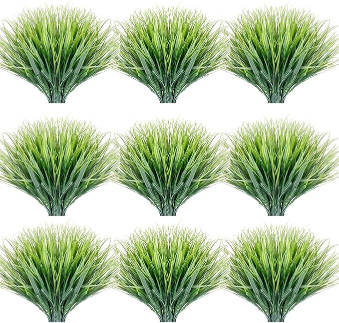 30 Bundles Artificial Grasses Outdoor UV Resistant Fake Grasses No Fade Faux Plastic Plants Garden Porch Window Box Decorating…