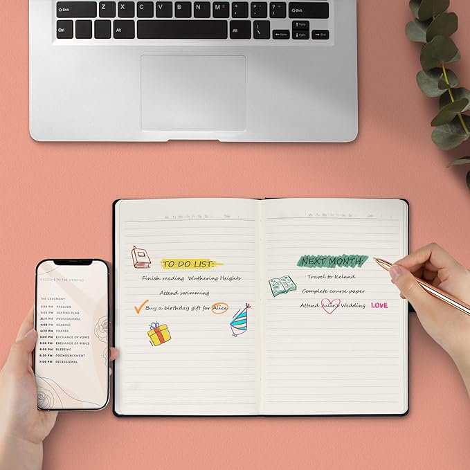 POPRUN 8 Pack Black Lined Journal Notebooks, Waterproof PU Leather Hardcover, A5 Classic College Ruled Journals for Writing, Business Work, School Note Taking, 5.5 x 8.3 inch, 240 Pages Notepad