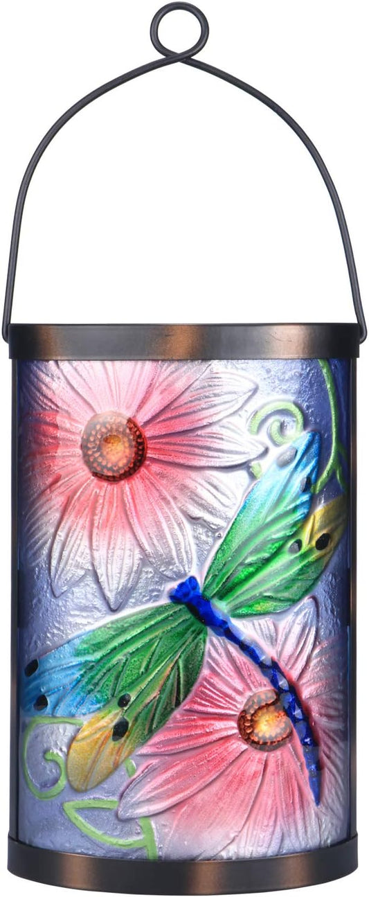 Afirst Solar Lantern Outdoor Hanging Glass Solar Dragonfly Lights Waterproof Led Lamp for Garden Yard Tree Desk Decor