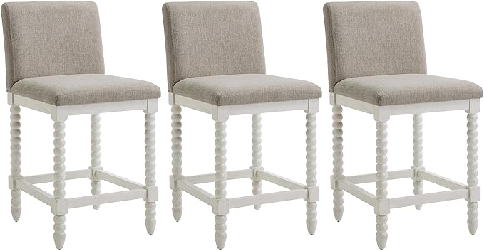 DUHOME Spindle Counter Stools Set of 3 with Padded Spring Seat,Wooden Bar Stools Farmhouse 26 Inch Counter Height Stools Chairs with Spindle Back for Kitchen Island
