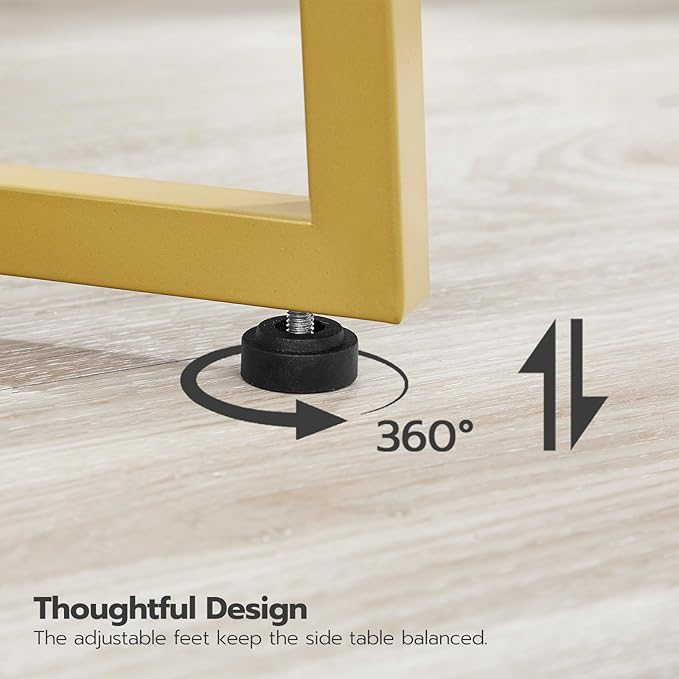 HOOBRO Side Table, Round Accent End Table with Sturdy Metal Pedestal, 15.7" Round Nightstand, for Living Room, Bedroom, Balcony, Office, Marble and Gold DM95BZ01