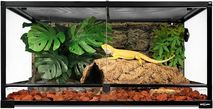 REPTI ZOO 36" x 24" x 18" Glass Reptile Terrarium, Front Opening Reptile Habit Tank with Double Hing Doors, Knock-Down Terrarium with Top Screen Ventilation 68 Gallon
