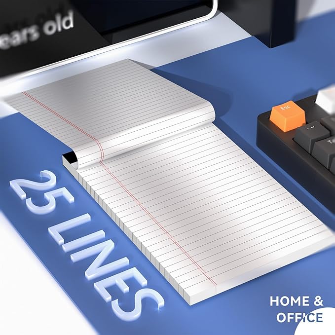 5" x 8" Note Pads 12 Pack of Legal Pads 30 Sheets Notepad College Ruled Small Writing Pads Perforated Pages Paper Pads 80GSM Heavyweight Paper Note Pads for Home, Office, or School