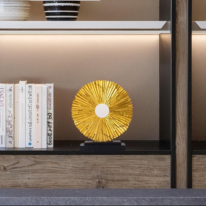 Minimalist Round Sculpture Decorative Objects Above Cabinet Decor Kitchen Modern Home Decor Items for Living Room Tv Stand, Center Pieces, Shelf, Coffee Table Decorations Accents (Gold)