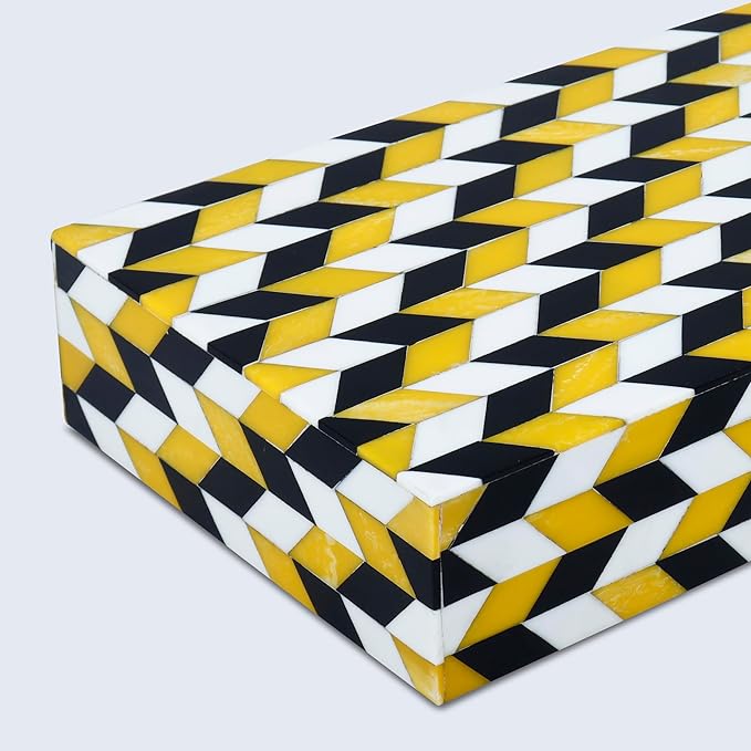 Handicrafts Home Handmade Marquet Artemis Collection Decorative Jewelry Box Organizer – Keepsakes, Trinkets, and Home Decor – Antique Coffee Table Storage, Memory Box, Farmhouse Style Decor, 12x6x2