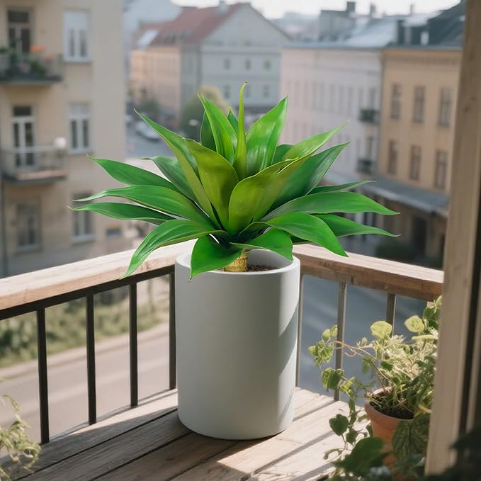 Artificial Flowers for Outdoors Artificial Agave Fake Plants Faux Agave Artificial Plants Outdoor Fake Flowers Outdoor Faux Plants Indoor Uv Resistant Artificial Plants 28''(Green 2pcs)