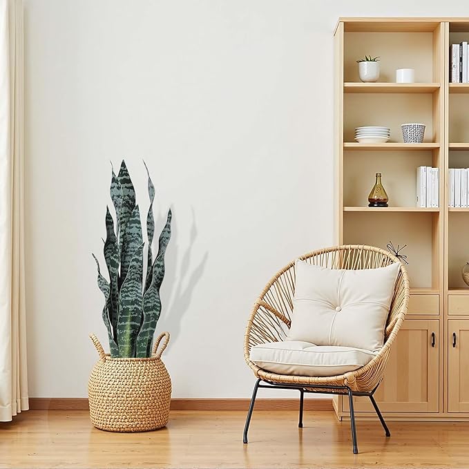 Artificial Snake Plant 25Inch Fake Sansevieria Faux Silk Potted Plant Artificial Mother in Law Tongue Plant for Indoor Outdoor Home Office Garden Decor Green